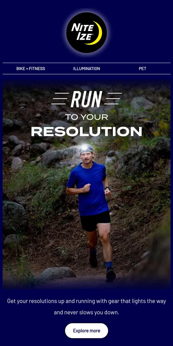 Email from Nite Ize. Get running to your resolution 🏃