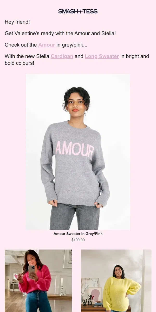 Email from Smash + Tess. 💕 Stay Cozy with Amour + Stella