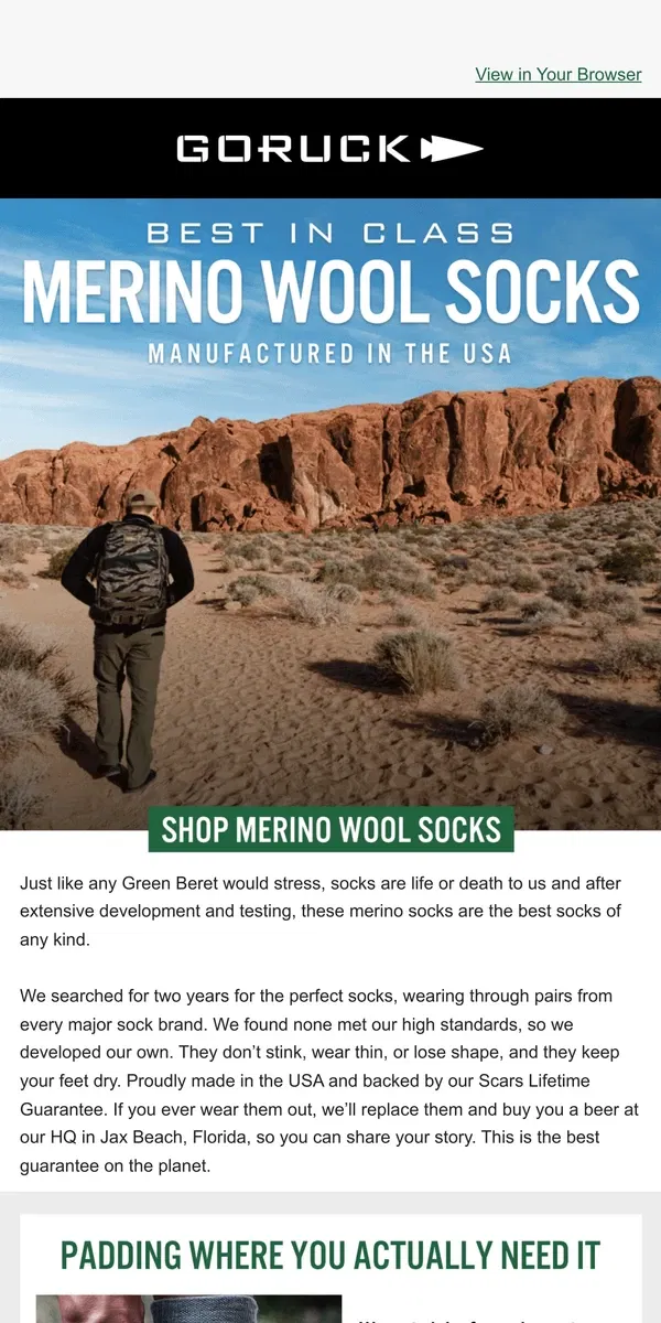 Email from GORUCK. The Best Socks Ever Built in the USA