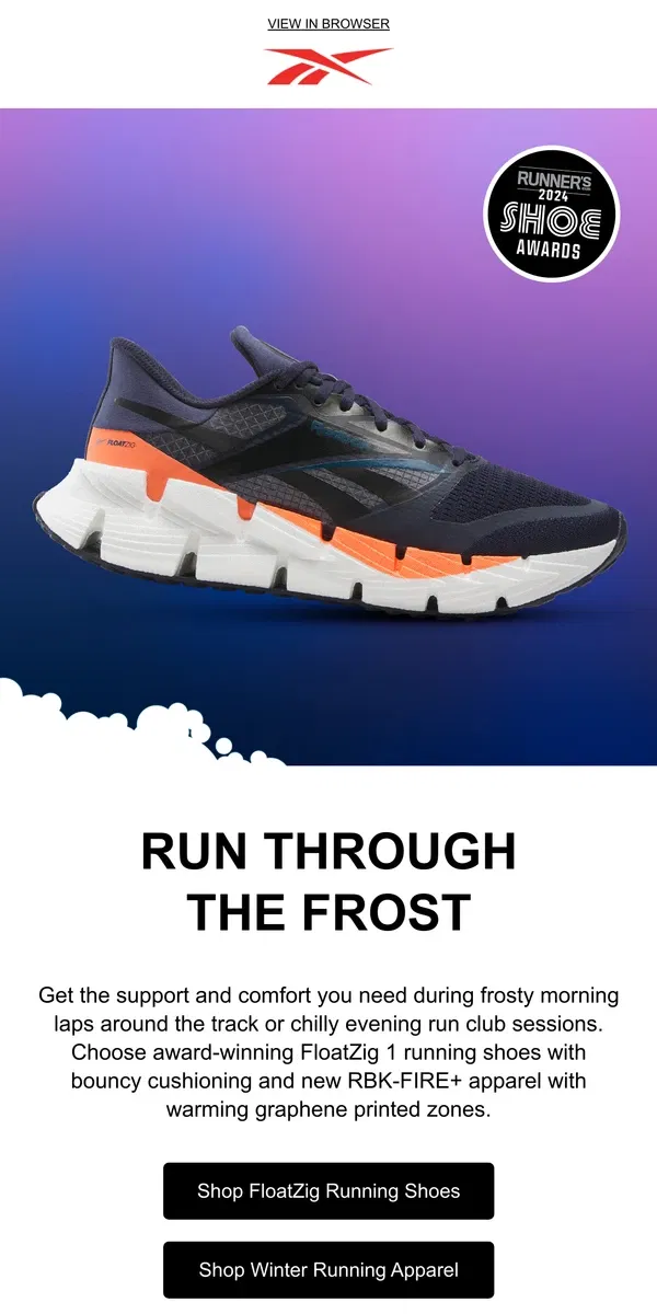 Email from Reebok. Your fall running essentials 👈