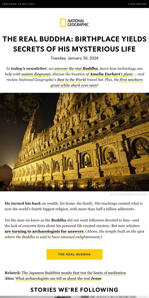 Email from National Geographic. What archaeologists can tell us about the real Buddha