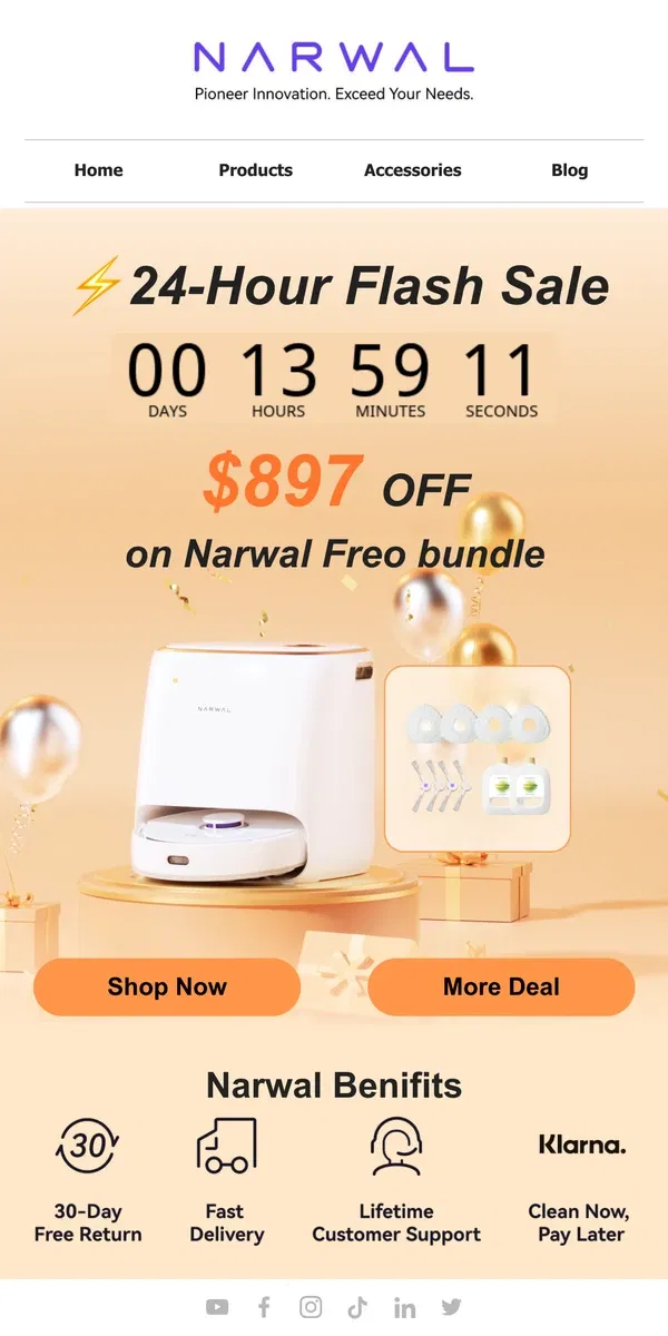 Email from Narwal. ⏰Narwal's 24-Hour Flash Sale – Enjoy $897 OFF!