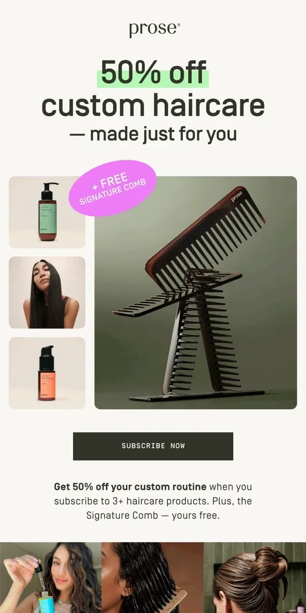 Email from Prose. 🤭 Have you heard? Haircare is 50% off!