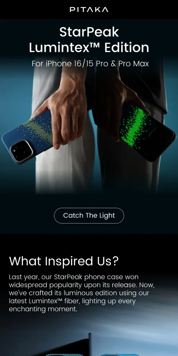 Email from PITAKA. Luminous Starpeak Case for Your iPhone 16/15 Pro & Pro Max is Available Now!