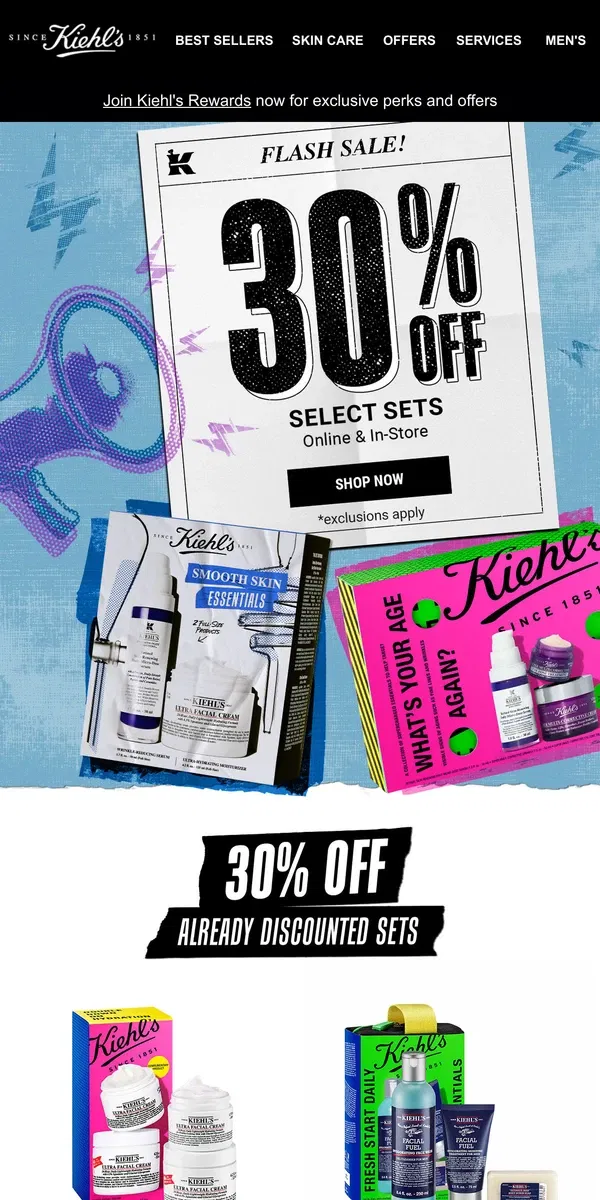 Email from Kiehl's. 🚨Last Chance to Take 30% Off 🚨