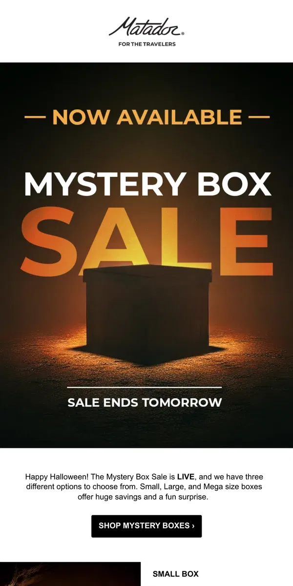 Email from Matador. Mystery Box Sale is LIVE