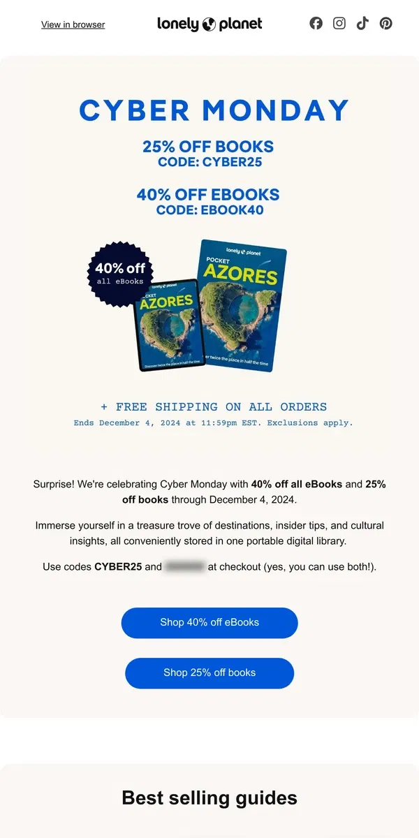 Email from Lonely Planet. Starts now: 40% off all eBooks 📚