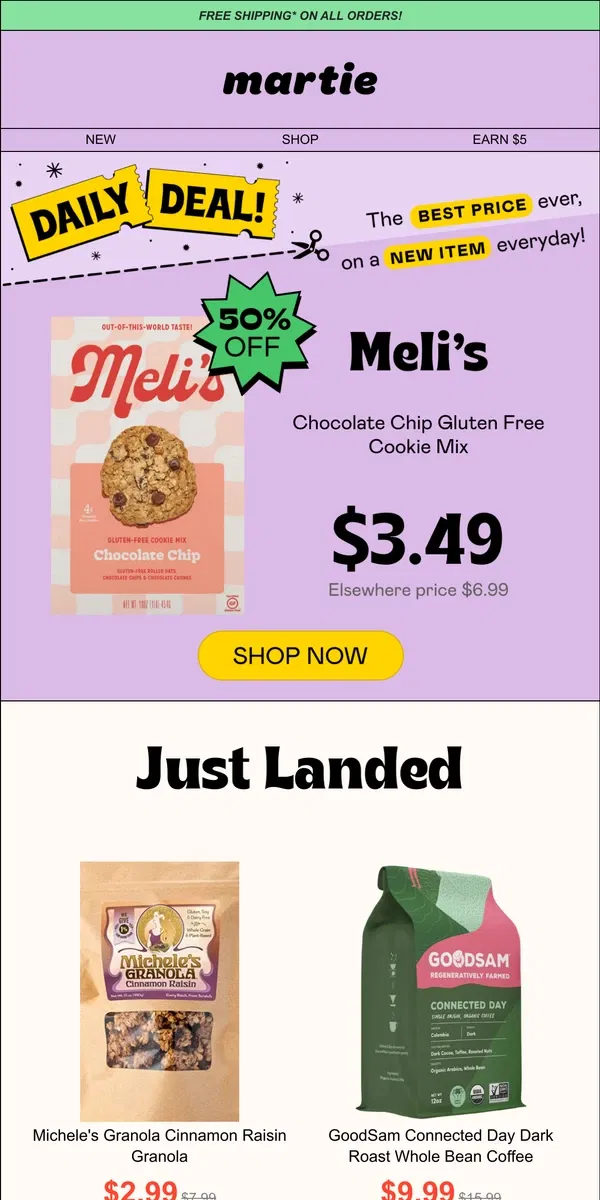 Email from Martie. 🙌 Huge deals! Dave's Killer Bread, Tate's Cookies, Heinz...and 25 MORE!