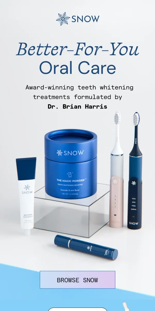 Email from Snow Teeth Whitening. A note from Dr. Brian Harris