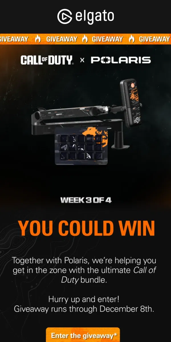 Email from Elgato. Call of Duty: Black Ops 6 gear GIVEAWAY