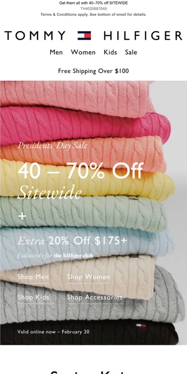 Email from Tommy Hilfiger. Seriously, these sweaters are SO soft (in pretty pastels, too!)