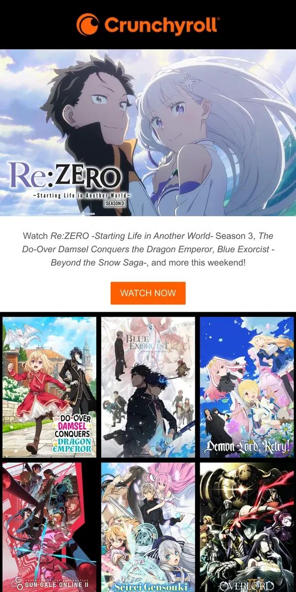 Email from Crunchyroll. ✨ Enter a Magical World!