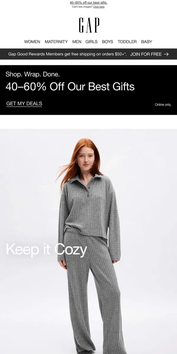 Email from GAP. The ultimate chill-at-home set