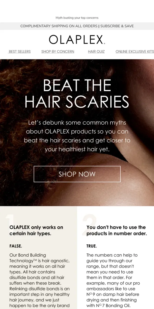 Email from OLAPLEX. Beat the Hair Scaries