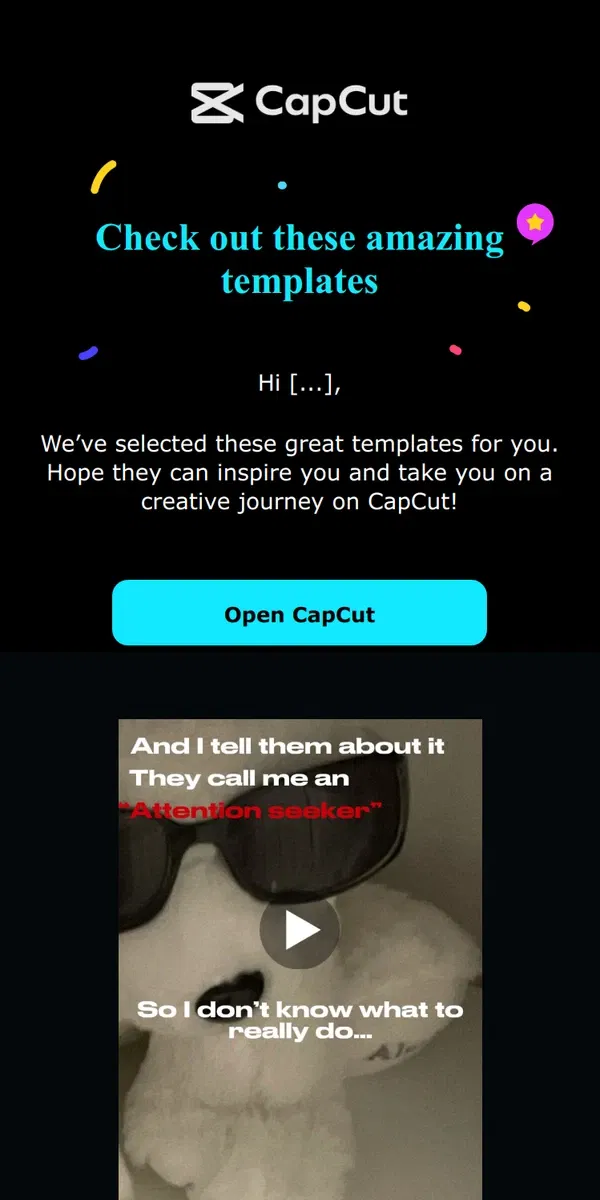 Email from CapCut. Your own creative studio at CapCut