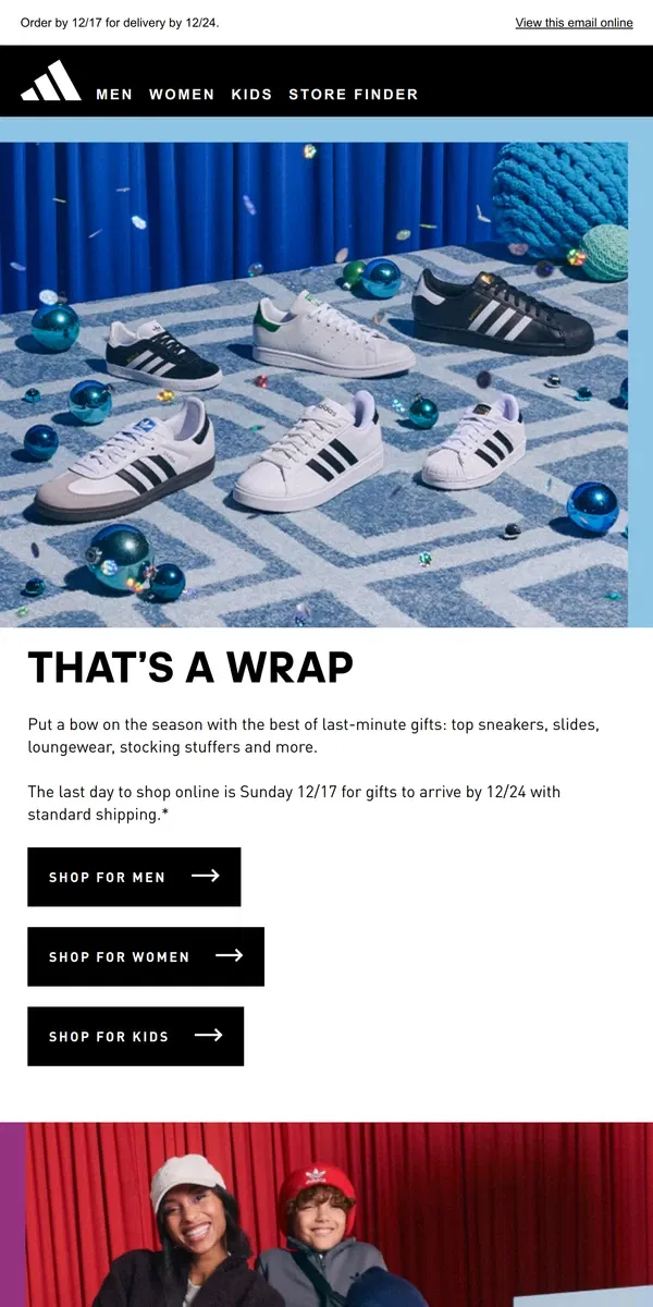 Email from Adidas. Last call for holiday gifts ⌛