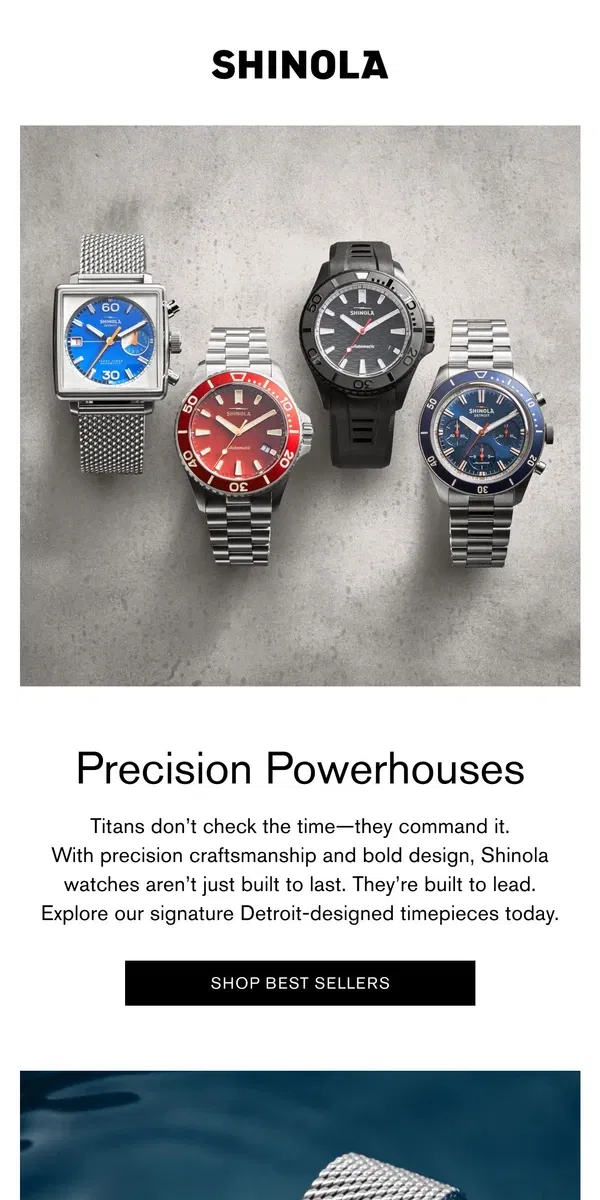 Email from Shinola Detroit. For Those Who Set The Pace