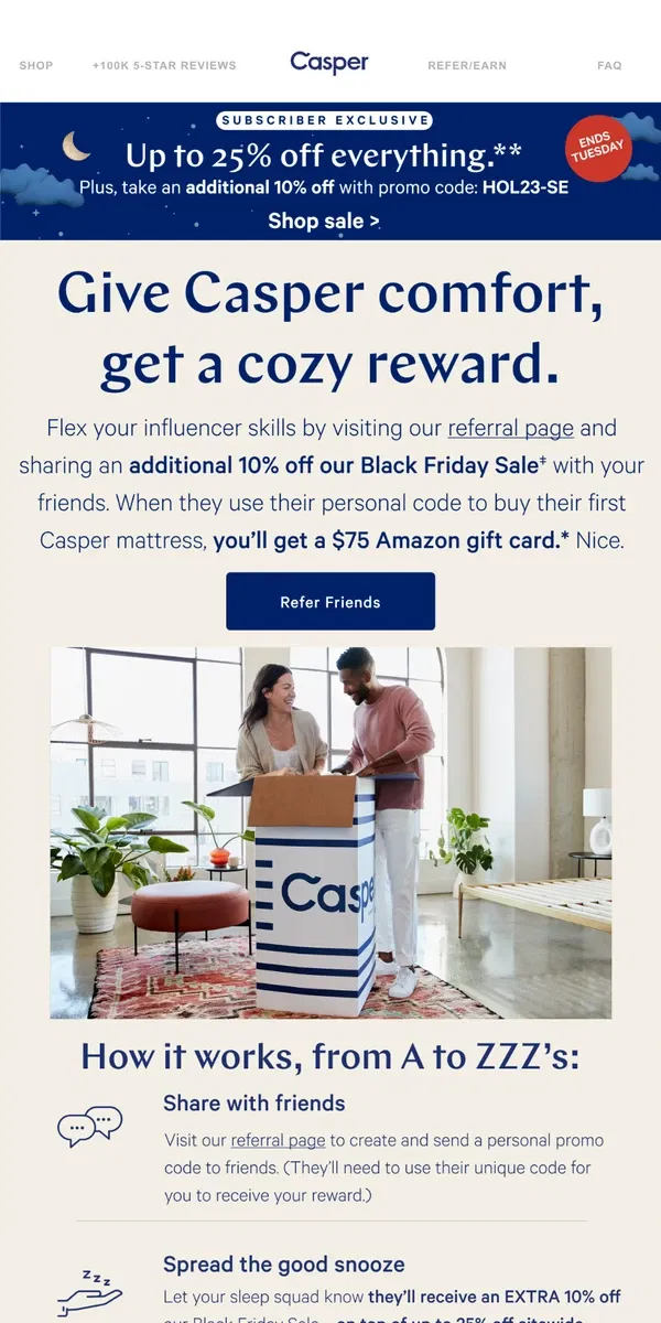 Email from Casper. Black Friday subscriber exclusive inside.