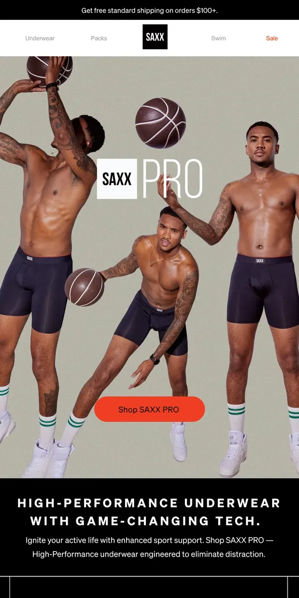 Email from SAXX Underwear. Ignite your performance: SAXX PRO.