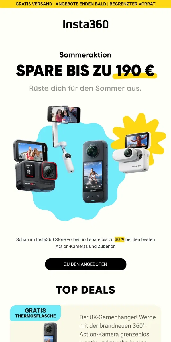 Email from Insta360. LETZTE CHANCE! Die Sommeraktion endet bald ⏳