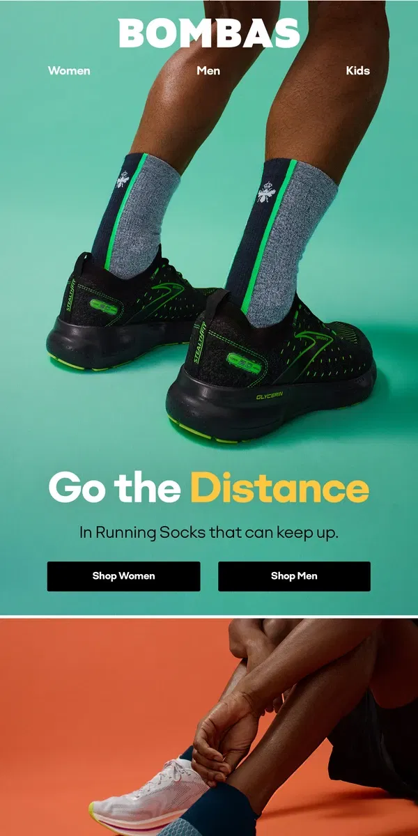 Email from Bombas. Run With Focus