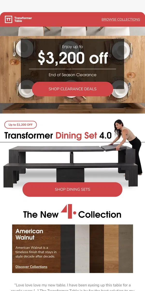 Email from Transformer Table. Our dining set's more than just a pretty plate 😉