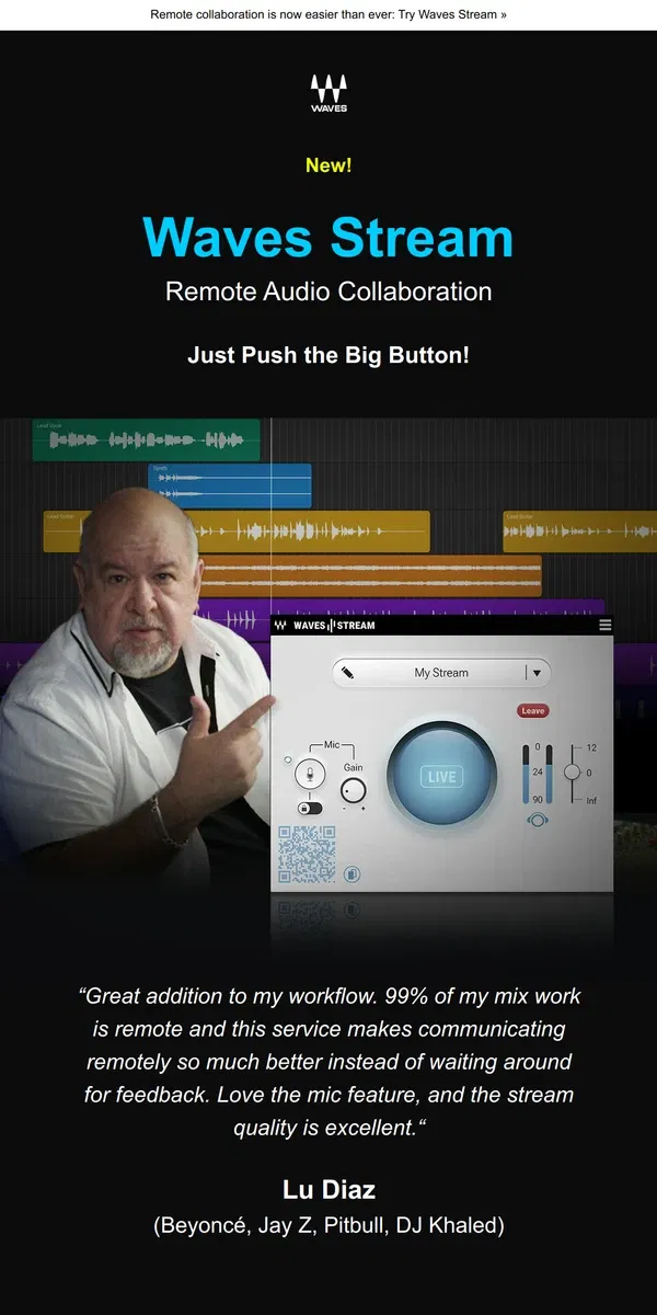 Email from Waves Audio. 👉 Just push the big button! New from Waves
