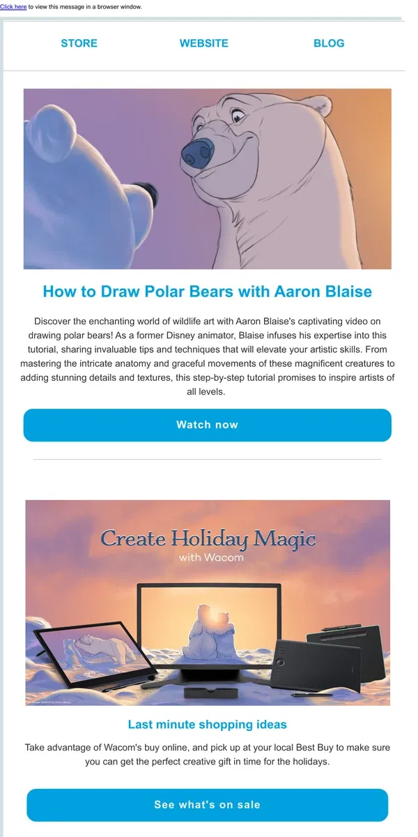 Email from Wacom. Make This December Magical with Wacom