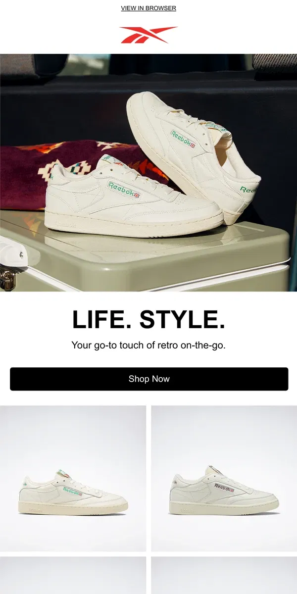 Email from Reebok. The timeless Club C 85 Vintage