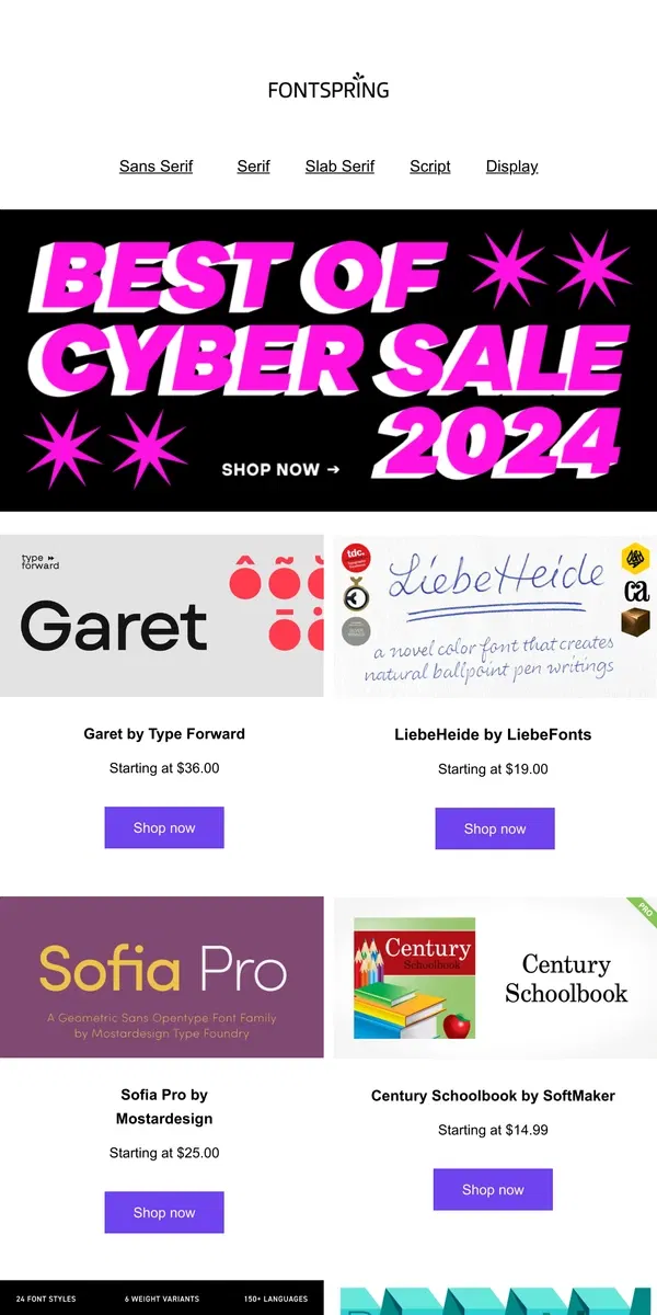 Email from Fontspring. Best Of Cyber | Fontface