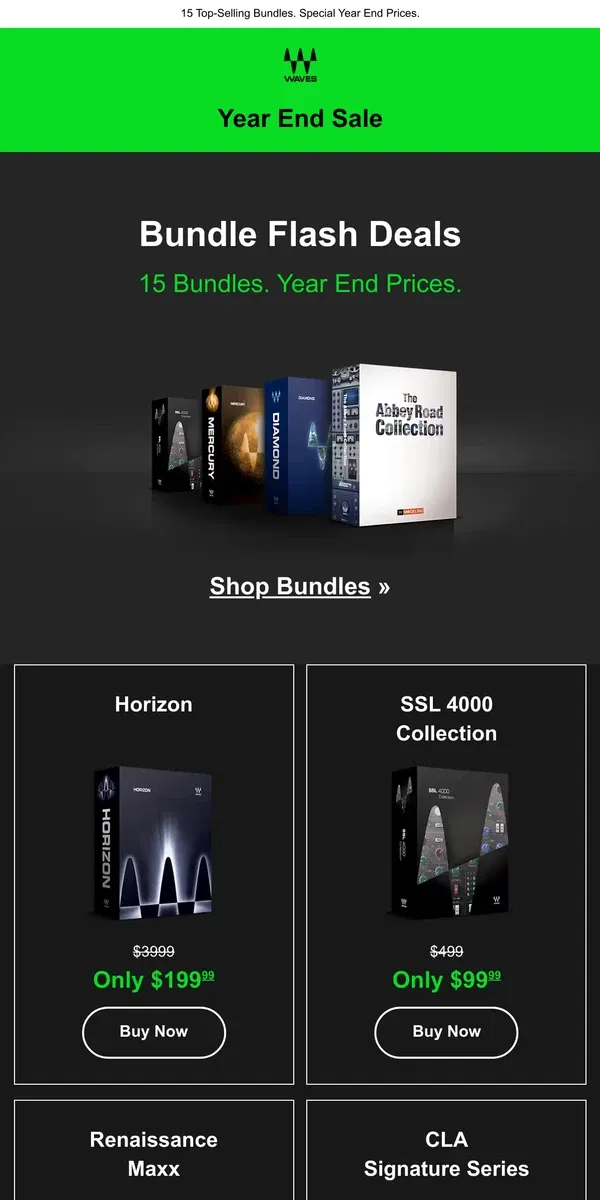 Email from Waves Audio. Bundle FLASH Deals 🎁 Year End Sale