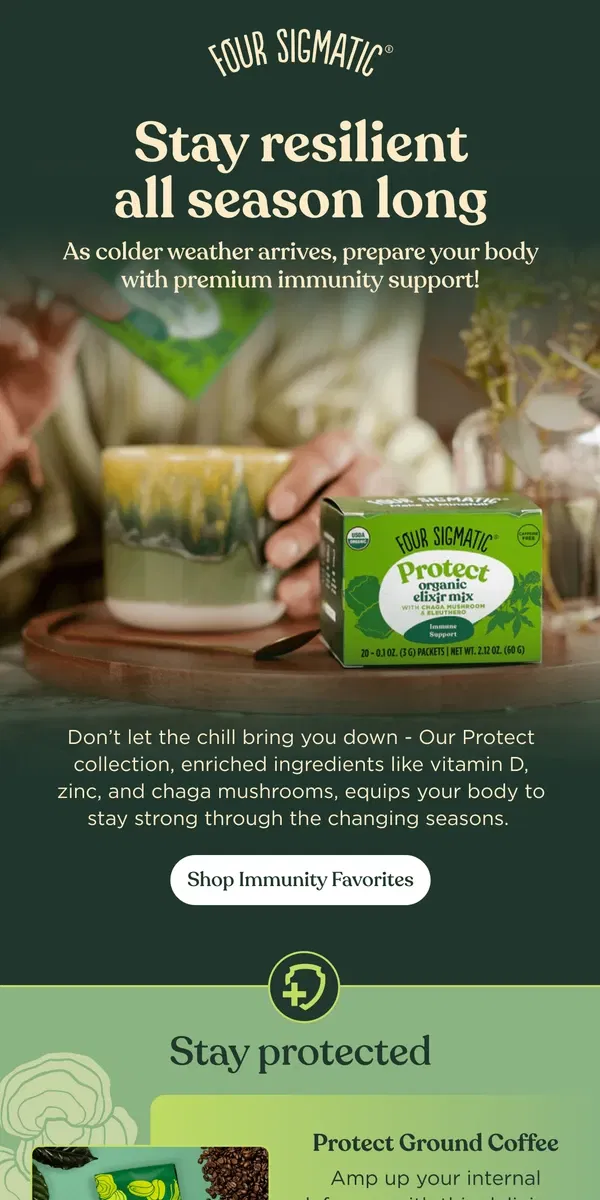 Email from Four Sigmatic. Your daily dose of immune support