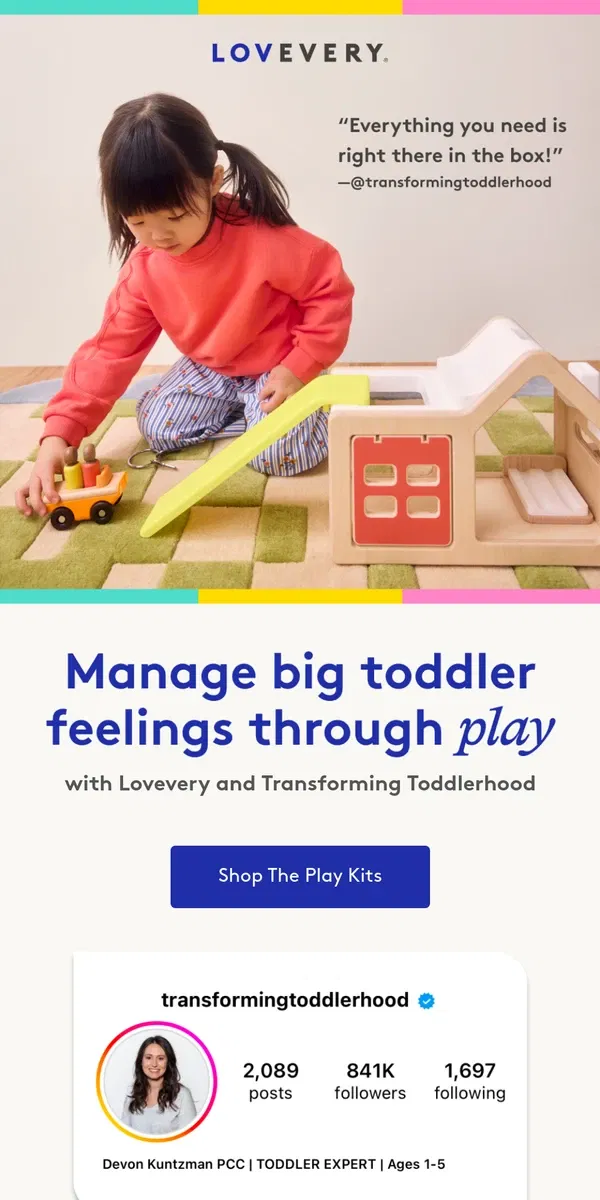 Email from Lovevery. Let’s talk toddler emotions and play