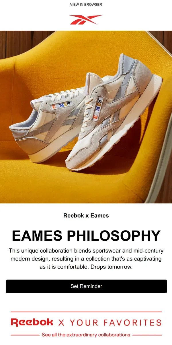 Email from Reebok. Eames remixed the icons