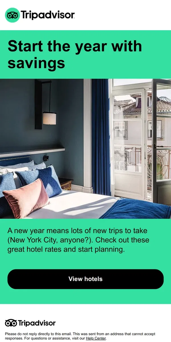 Email from Tripadvisor. Save on your trip to New York City this year