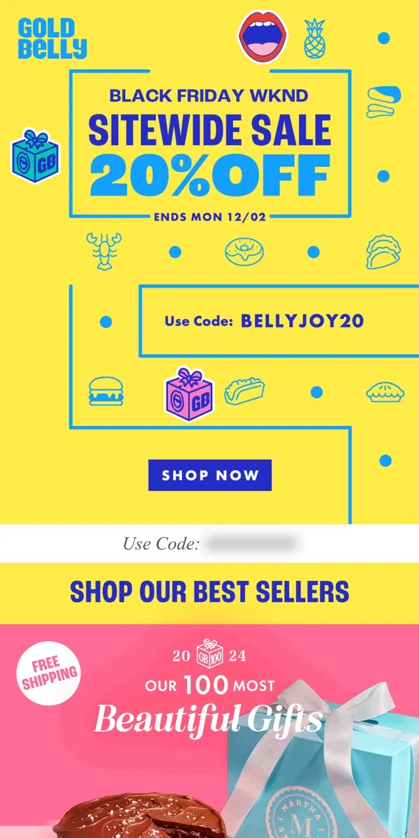 Email from Goldbelly. 20% OFF Sitewide! 🤑