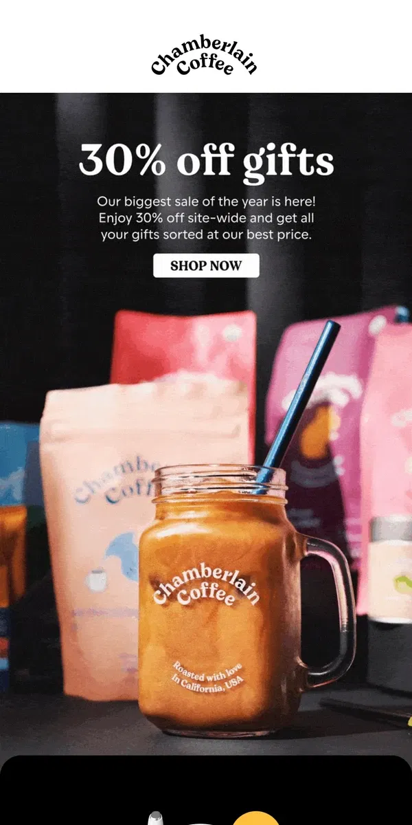 Email from Chamberlain Coffee. last chance for a FREE transparent tumbler