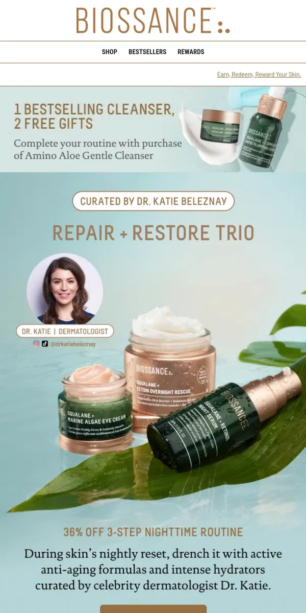 Email from Biossance. Derm-Approved✔️ Repair & Restore✔️