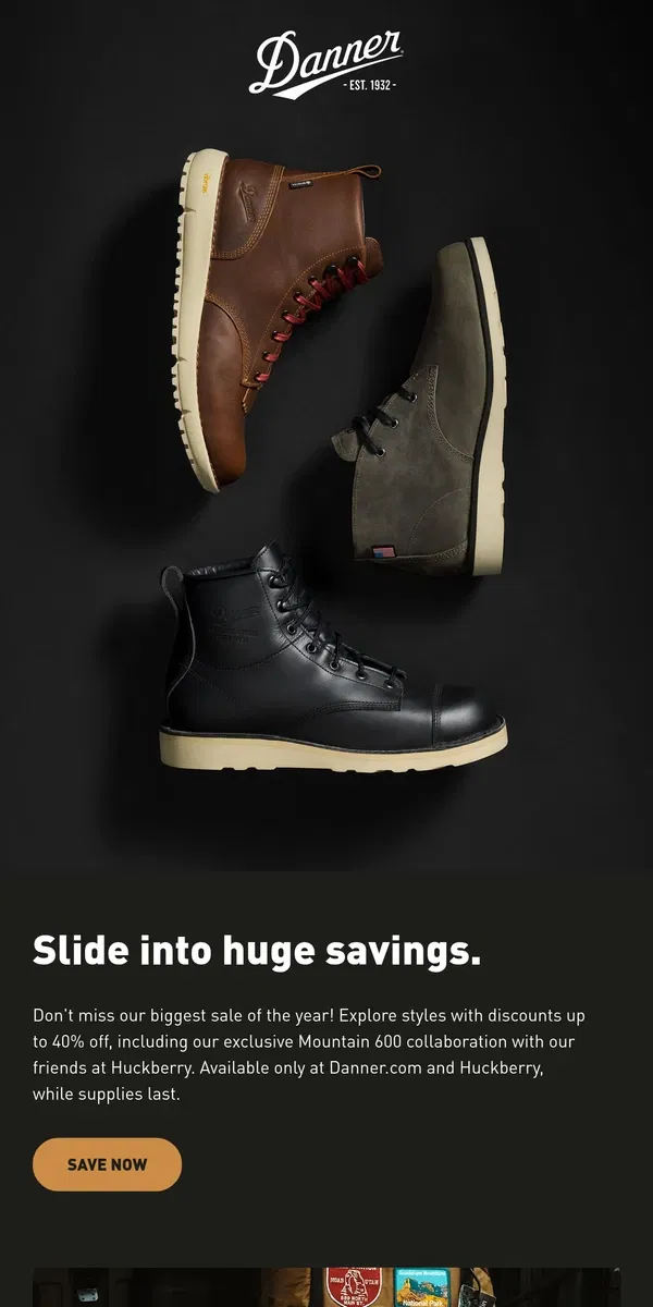 Email from Danner. Boot up for Black Friday