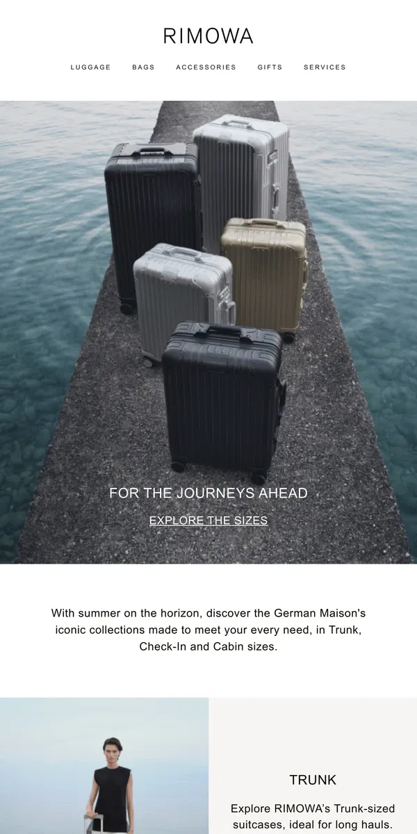 Email from Rimowa. Find the perfect travel companion