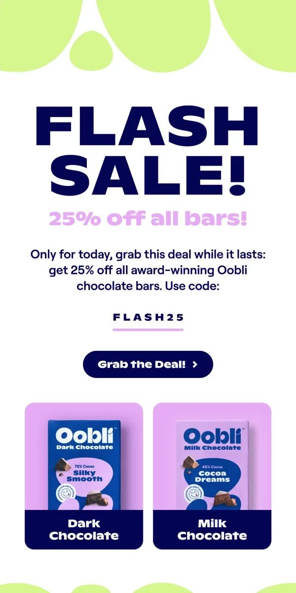 Email from Oobli. FLASH SALE! 25% OFF