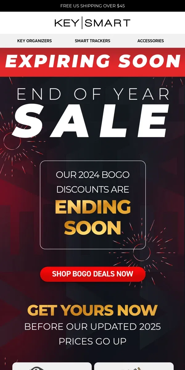 Email from KeySmart. LAST CHANCE 🚨 New Years BOGO deals