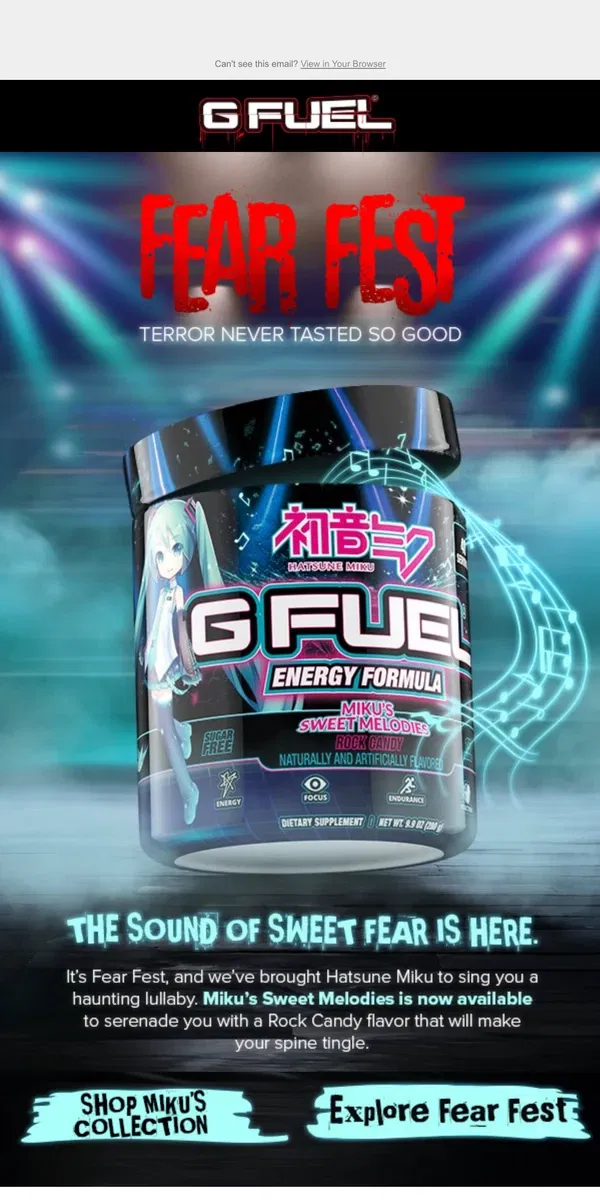 Email from G FUEL. 🎶 A Chilling Melody Awaits You… Are You Ready?