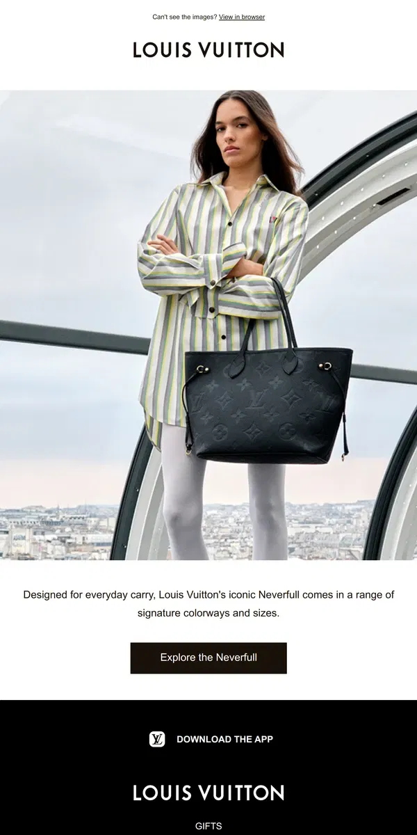 Email from Louis Vuitton. The Neverfull From Louis Vuitton