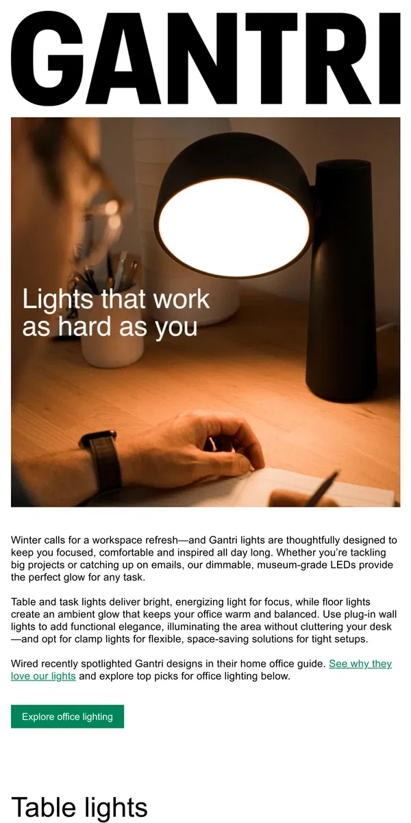 Email from Gantri. Refresh your workspace this winter.