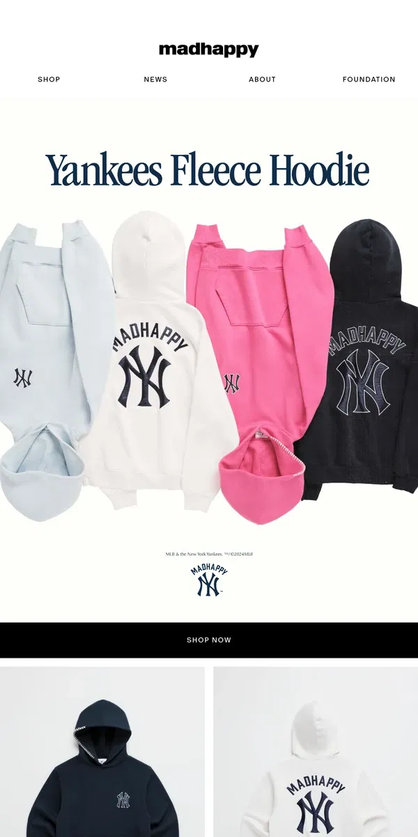 Email from Madhappy. Yankees Dazzle Appliqué Set