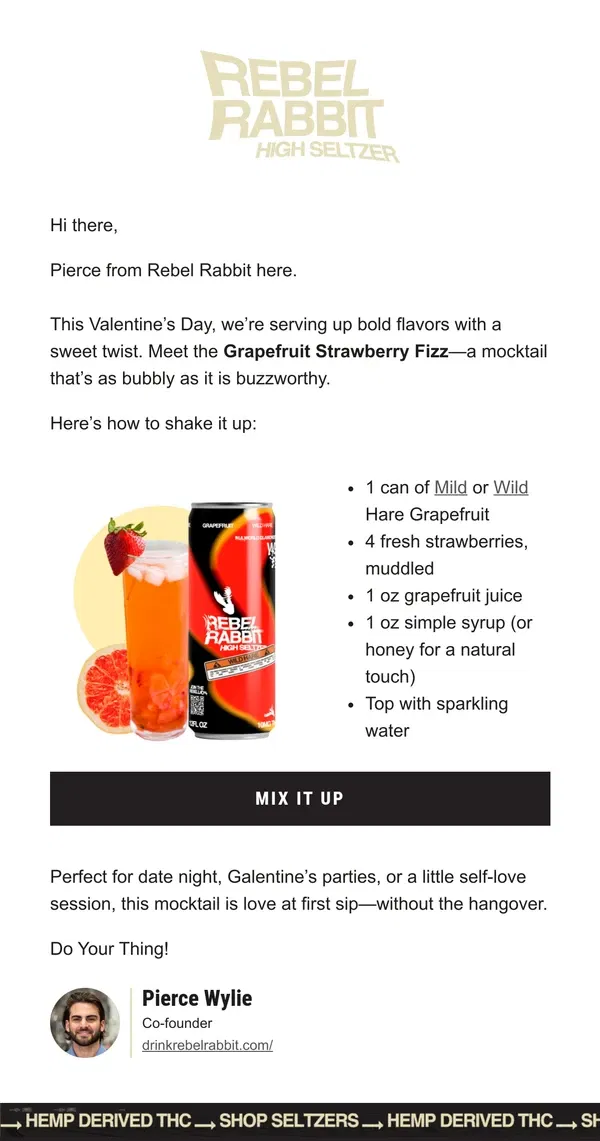 Email from Rebel Rabbit. 🐇 Meet Your Valentine’s Sip ❤️🍸