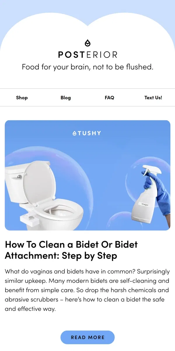 Email from TUSHY. How To Clean a Bidet Or Bidet Attachment