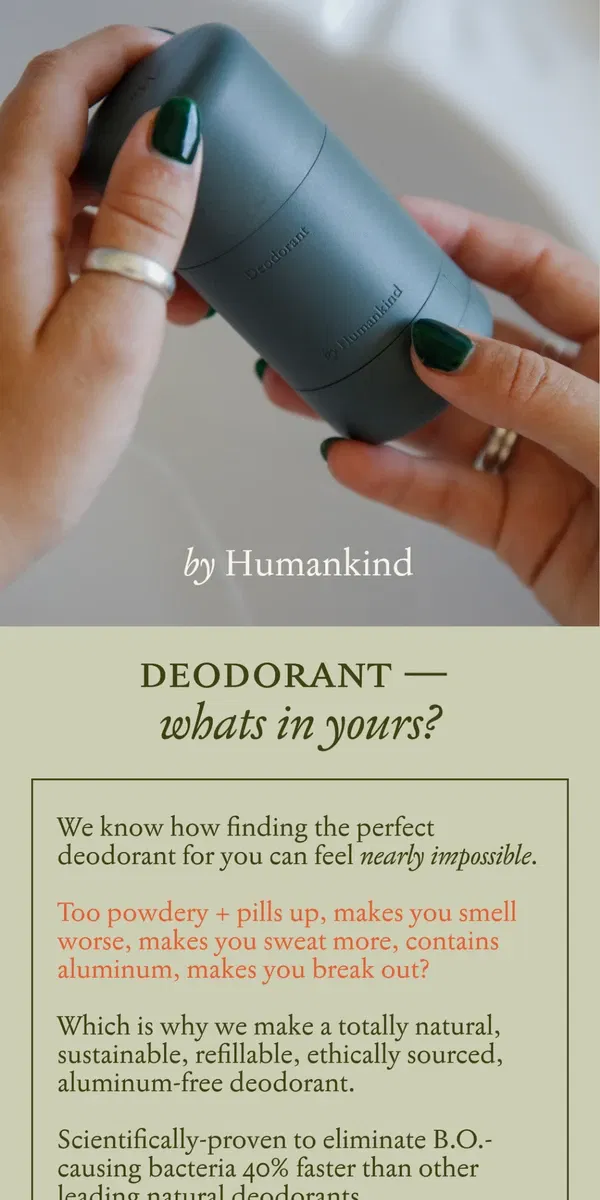 Email from by Humankind. What's in your deodorant?