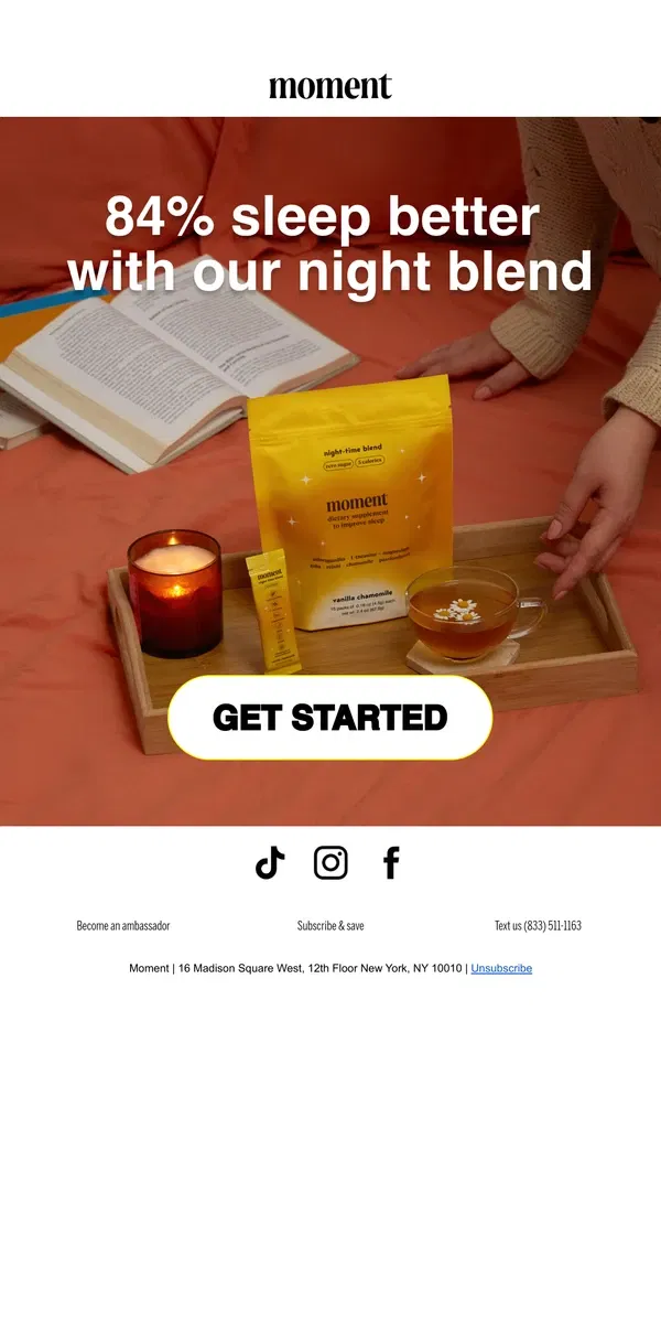 Email from Moment Drink. 🌛😴84% of people SLEEP BETTER with this